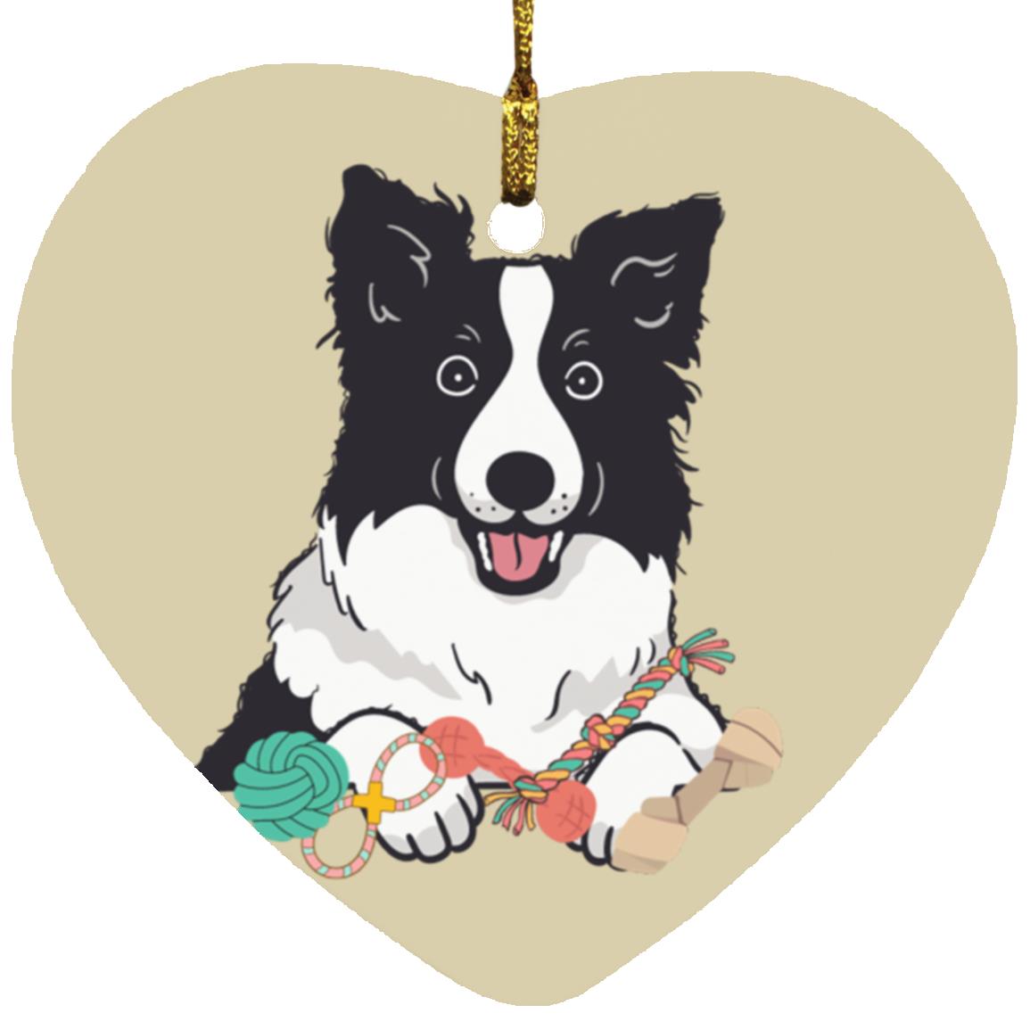 Border Collie Heart Ornament