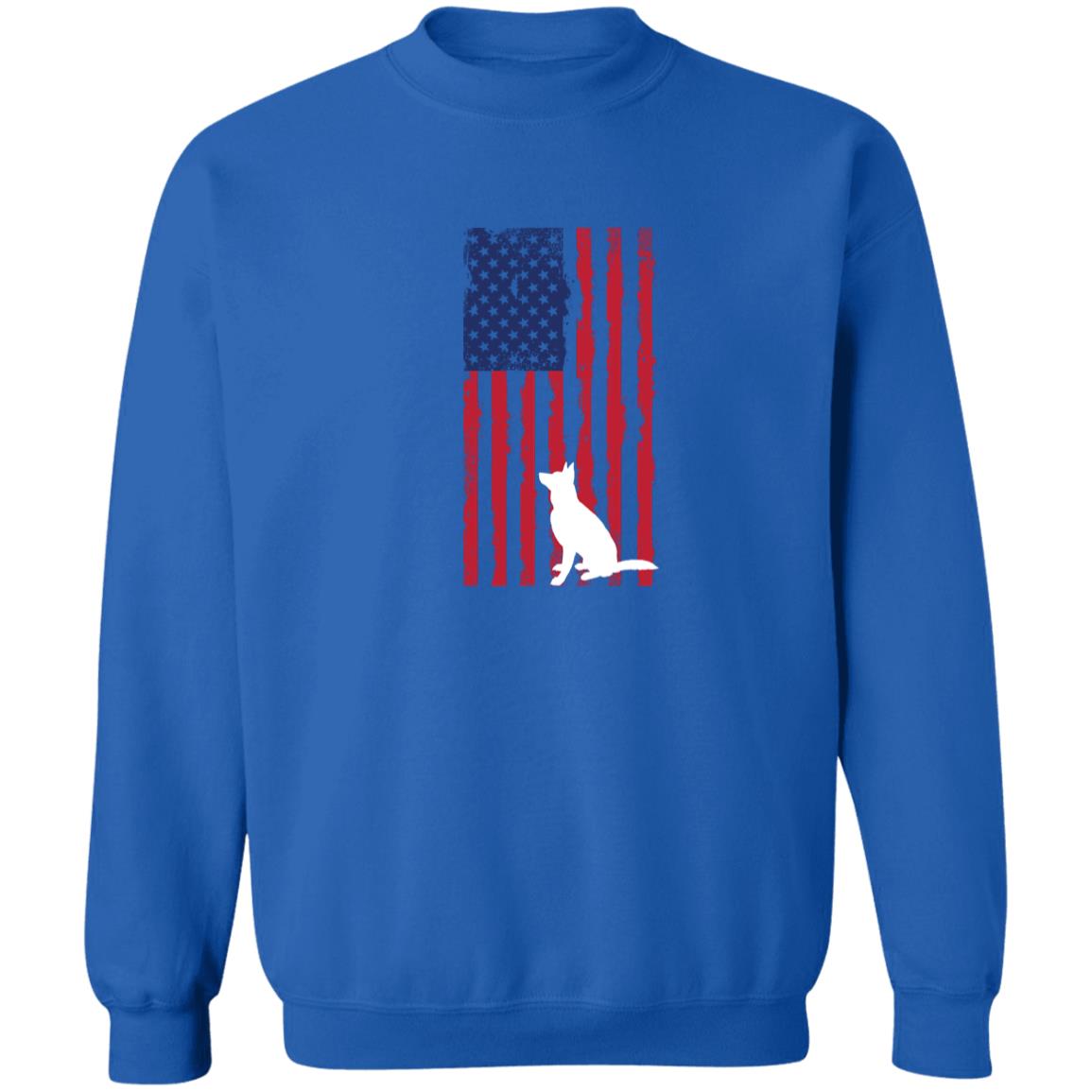 German Shepherd with American Flag Pullover Sweatshirt