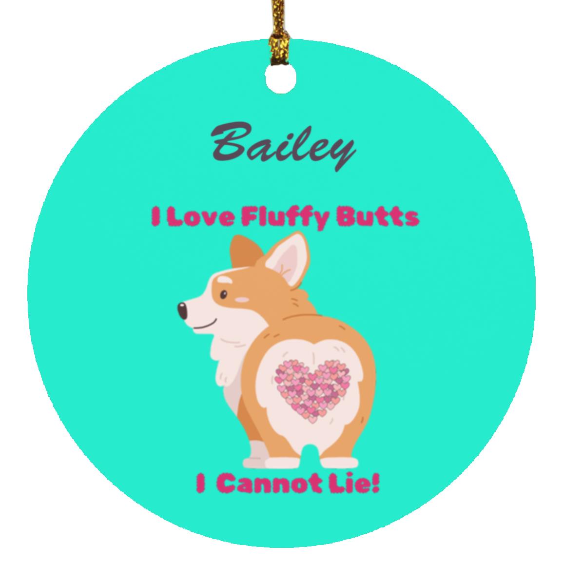 PERSONALIZED Corgi FLUFFY BUTT Circle Ornament-FREE PERSONALIZATION