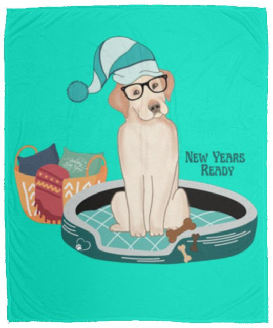 Labrador New Years Ready Cozy Plush Fleece Blanket - 50x60