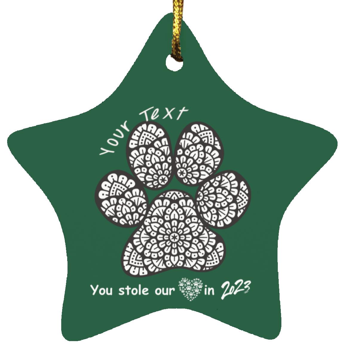 Dog Mandala style Stole Our Hearts Star Ornament 2023- FREE PERSONALIZATION