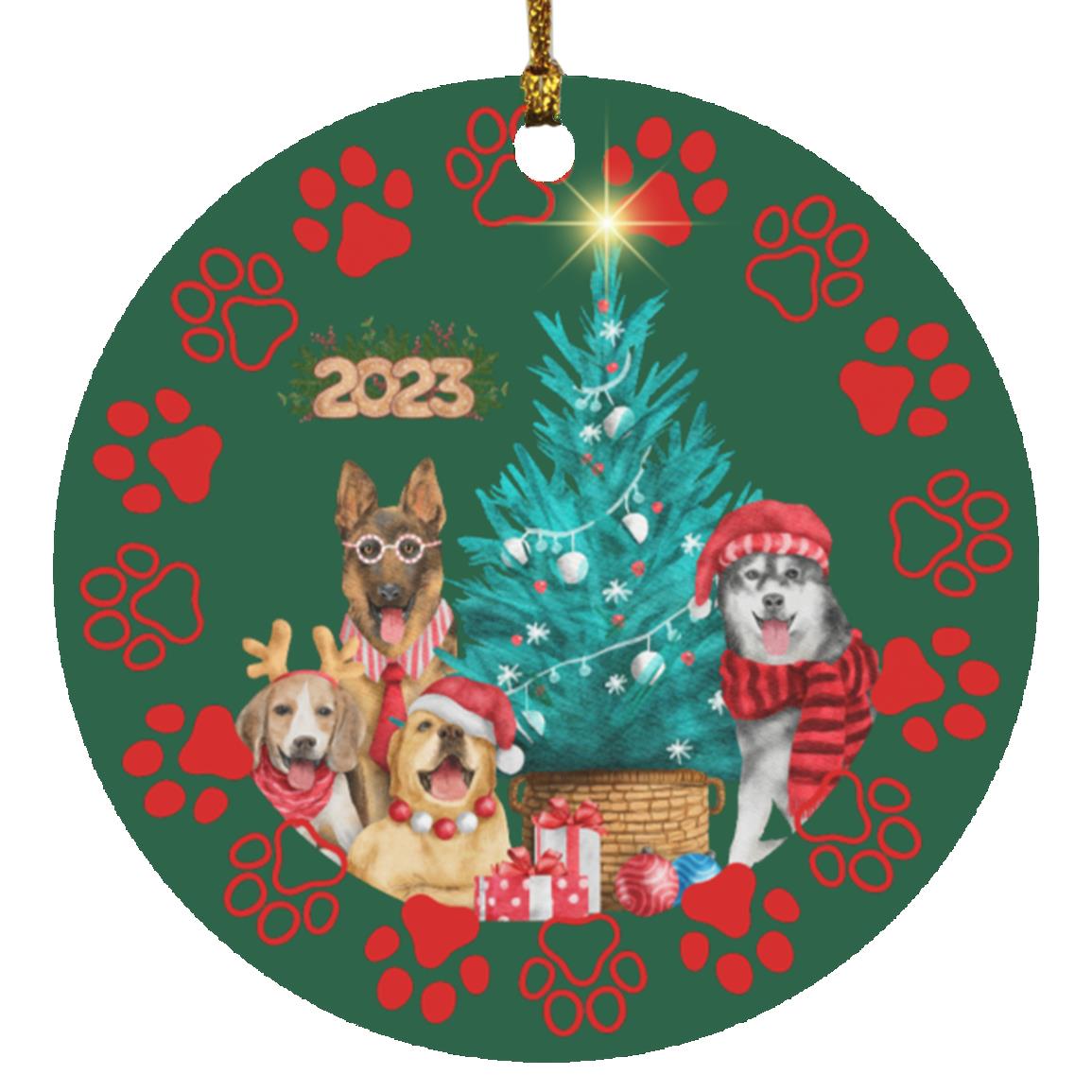 Dog Paws 2023 Circle Ornament