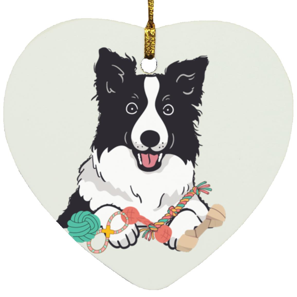 Border Collie Heart Ornament