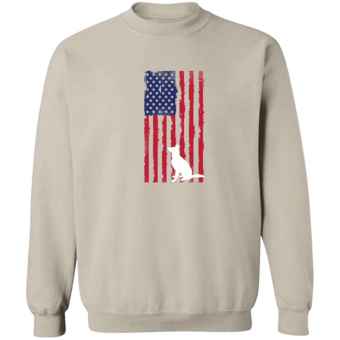 German Shepherd with American Flag Pullover Sweatshirt