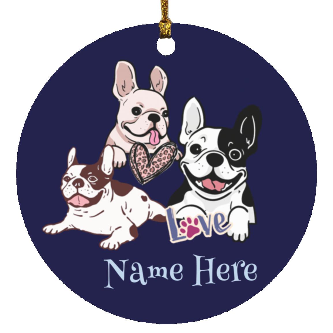 French Bulldog Personalizable Circle Ornament