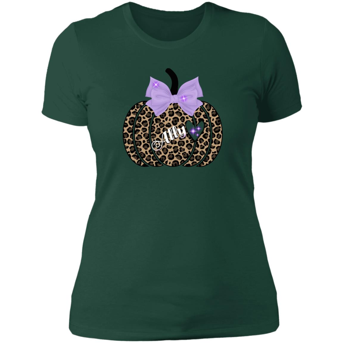 Personalized cheetah print pumpkin Ladies T-Shirt