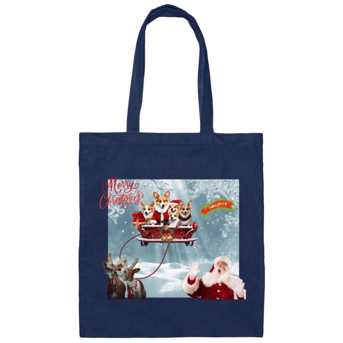 Christmas corgi Canvas Tote Bag