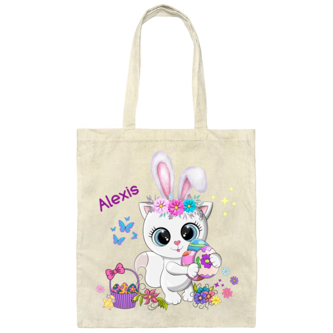 Personalized Easter Kitty Tote Bag- Easter Egg Ready