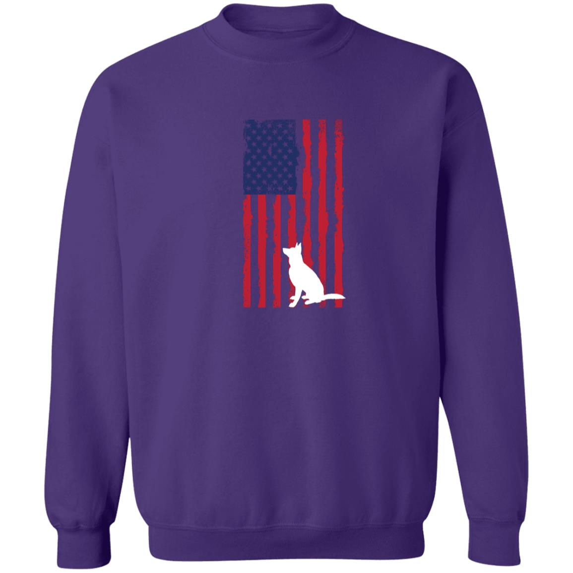 German Shepherd with American Flag Pullover Sweatshirt