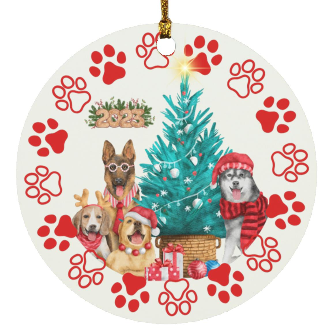 Dog Paws 2023 Circle Ornament