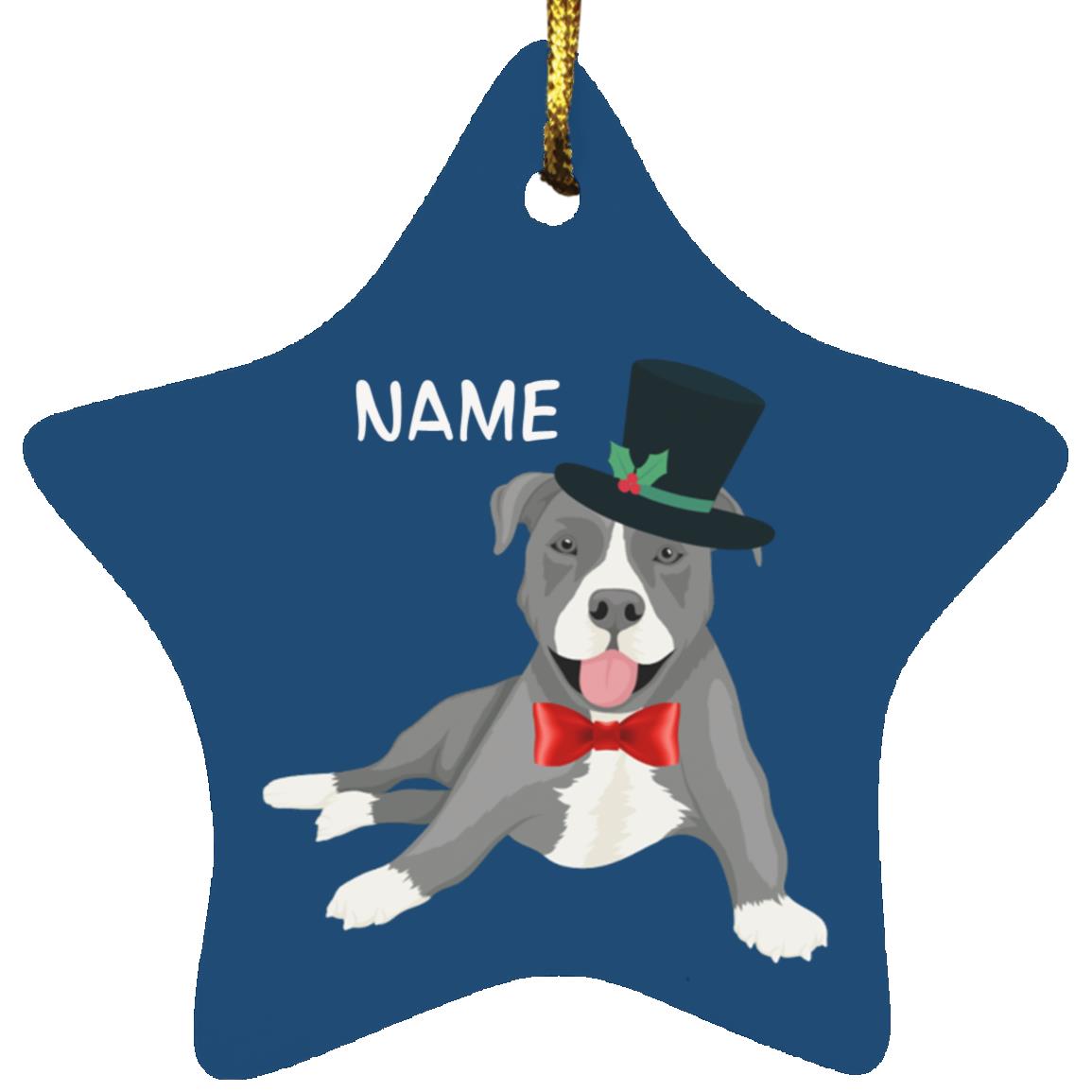 Cute Pit Bull Star Ornament- FREE PERSONALIZATION