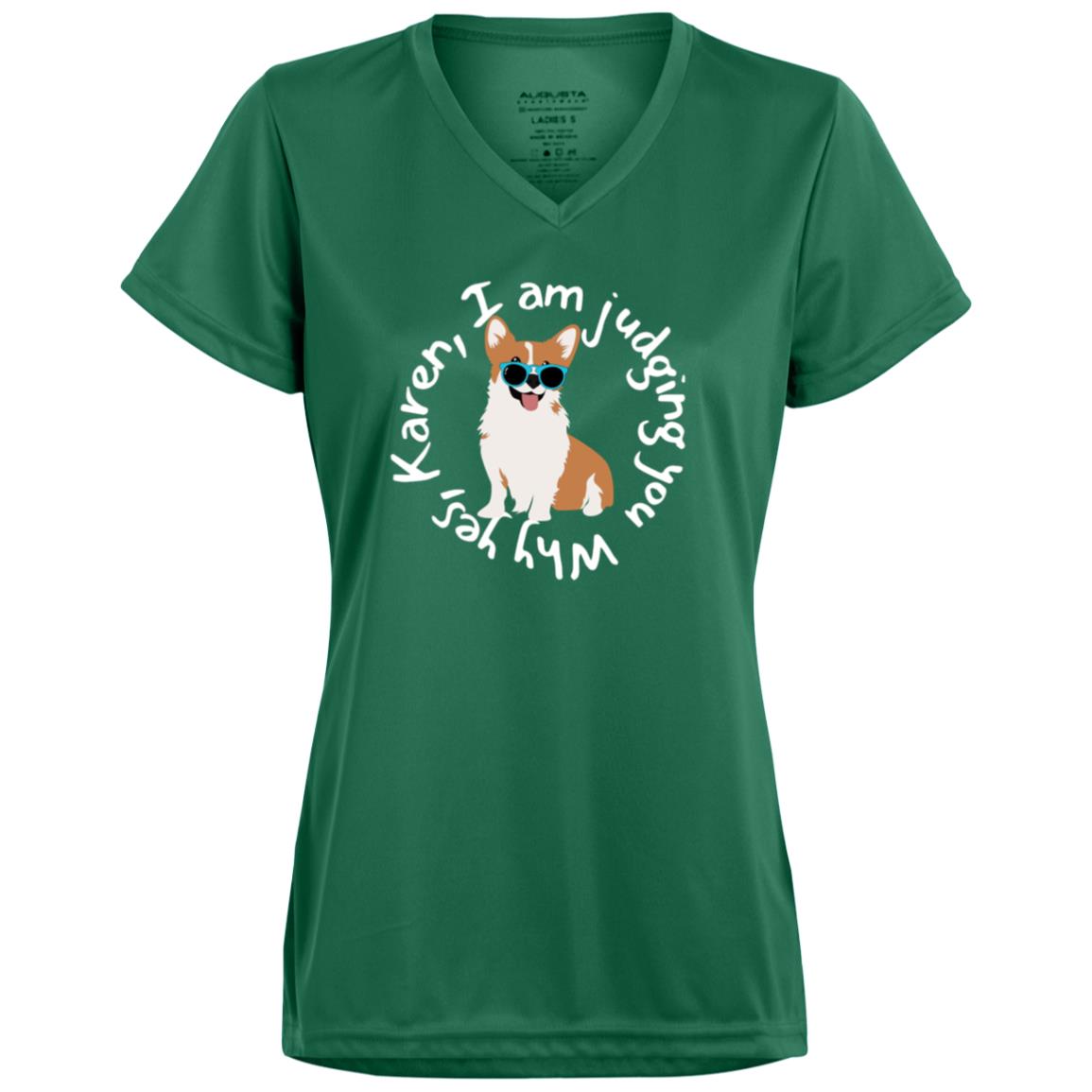 Judging Corgi Ladies’ Moisture-Wicking V-Neck Tee for your favorite Corgi Lover