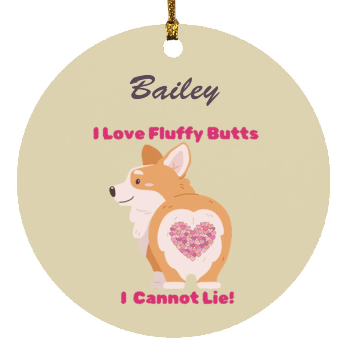 PERSONALIZED Corgi FLUFFY BUTT Circle Ornament-FREE PERSONALIZATION