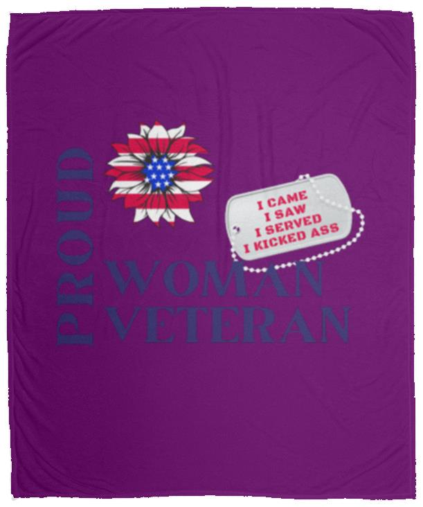 Proud Woman Veteran Cozy Plush Fleece Blanket - 50x60