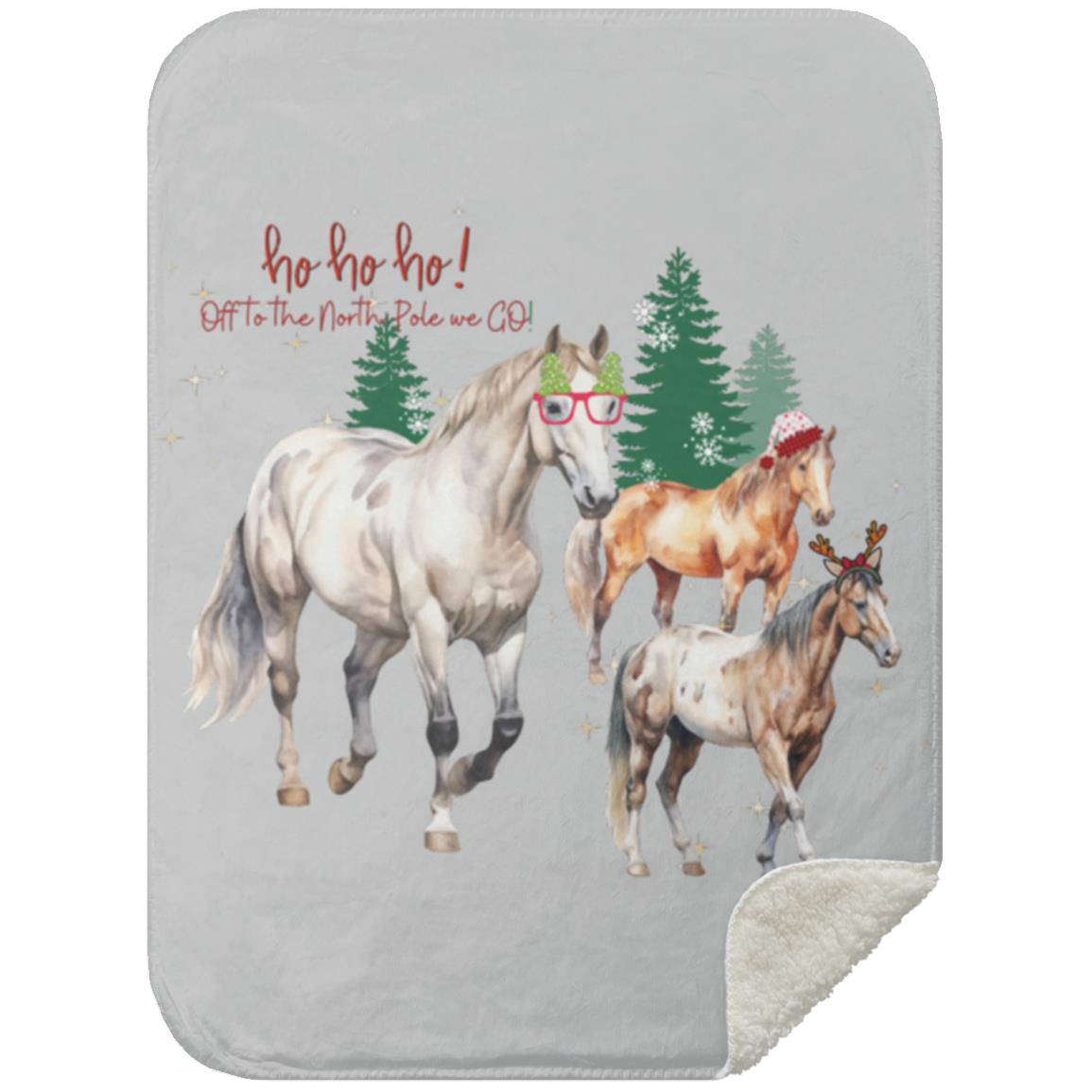 Christmas Blanket with Horses Premium Sherpa Blanket 30x40