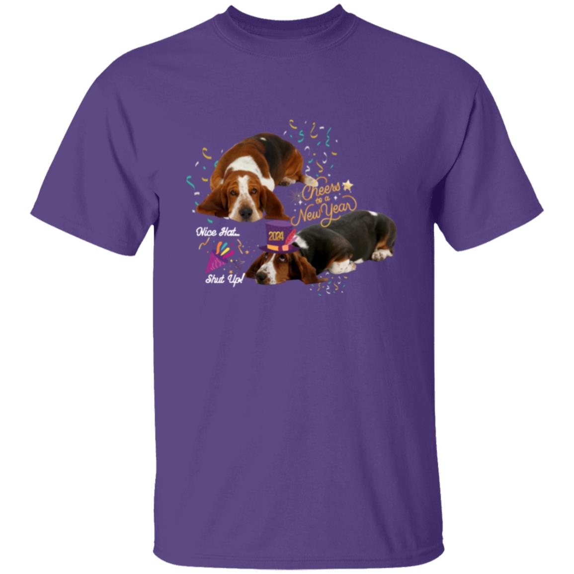 Basset Hounds Celebrate New Years . T-Shirt