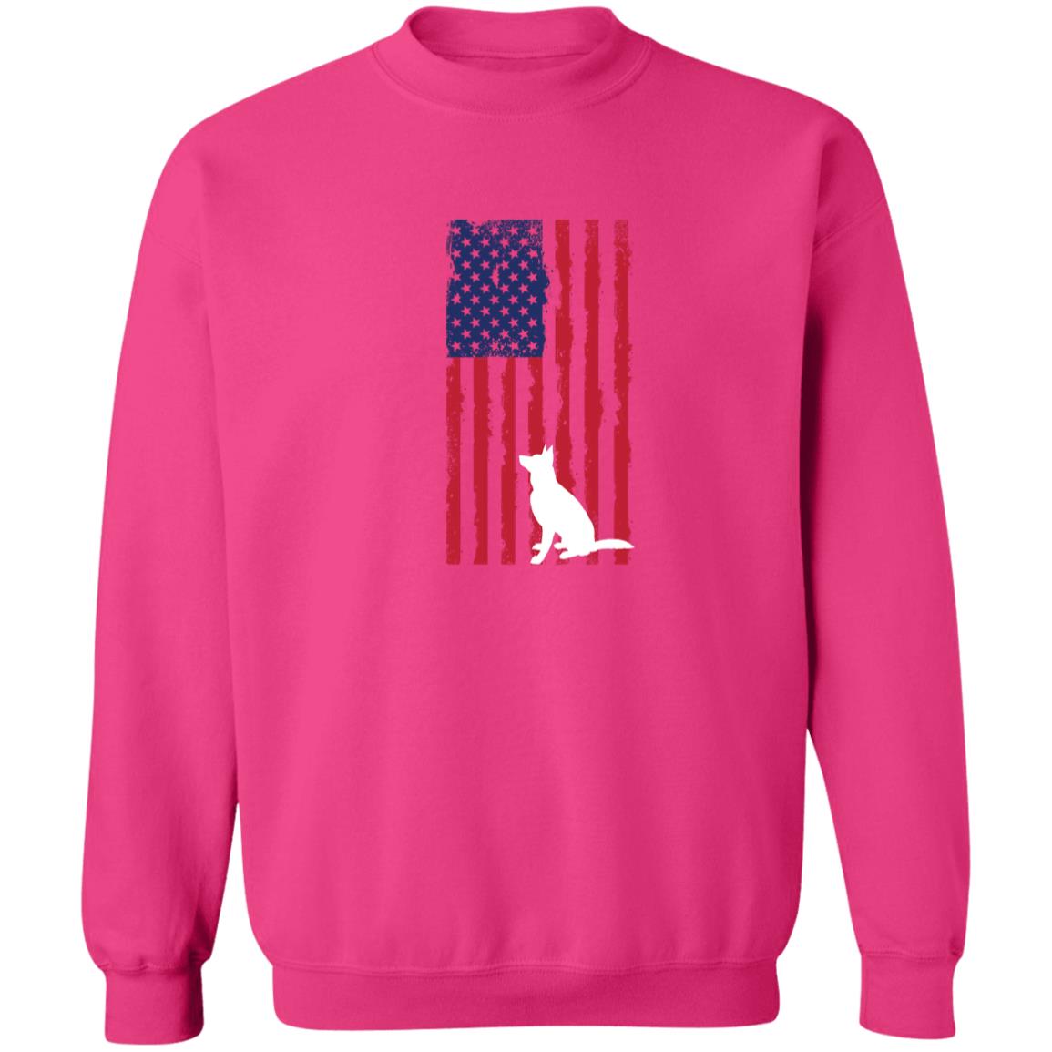 German Shepherd with American Flag Pullover Sweatshirt