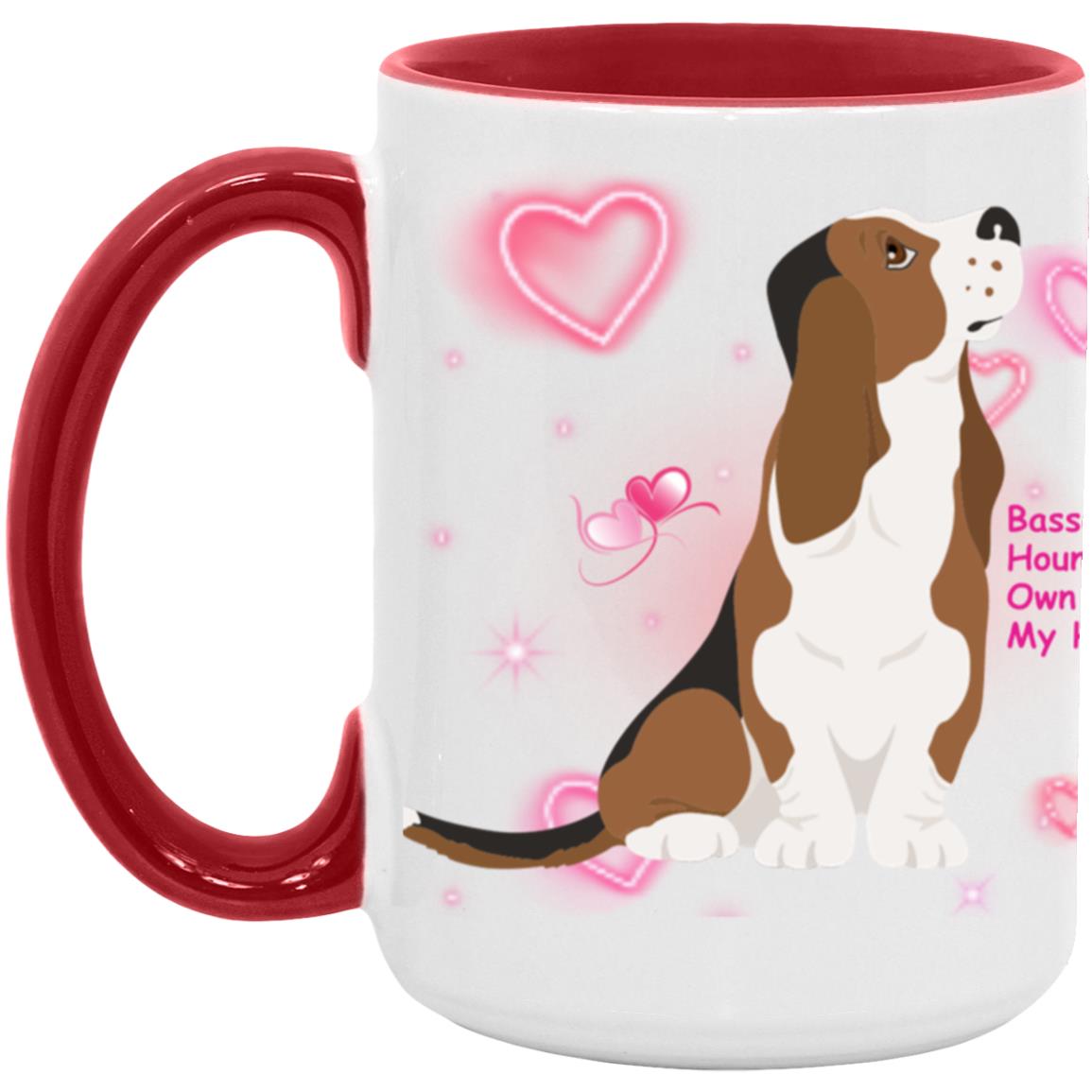 Basset Hound Heart 15 oz Mug - Cute Mug perfect for a Valentines GIft or everyday gift