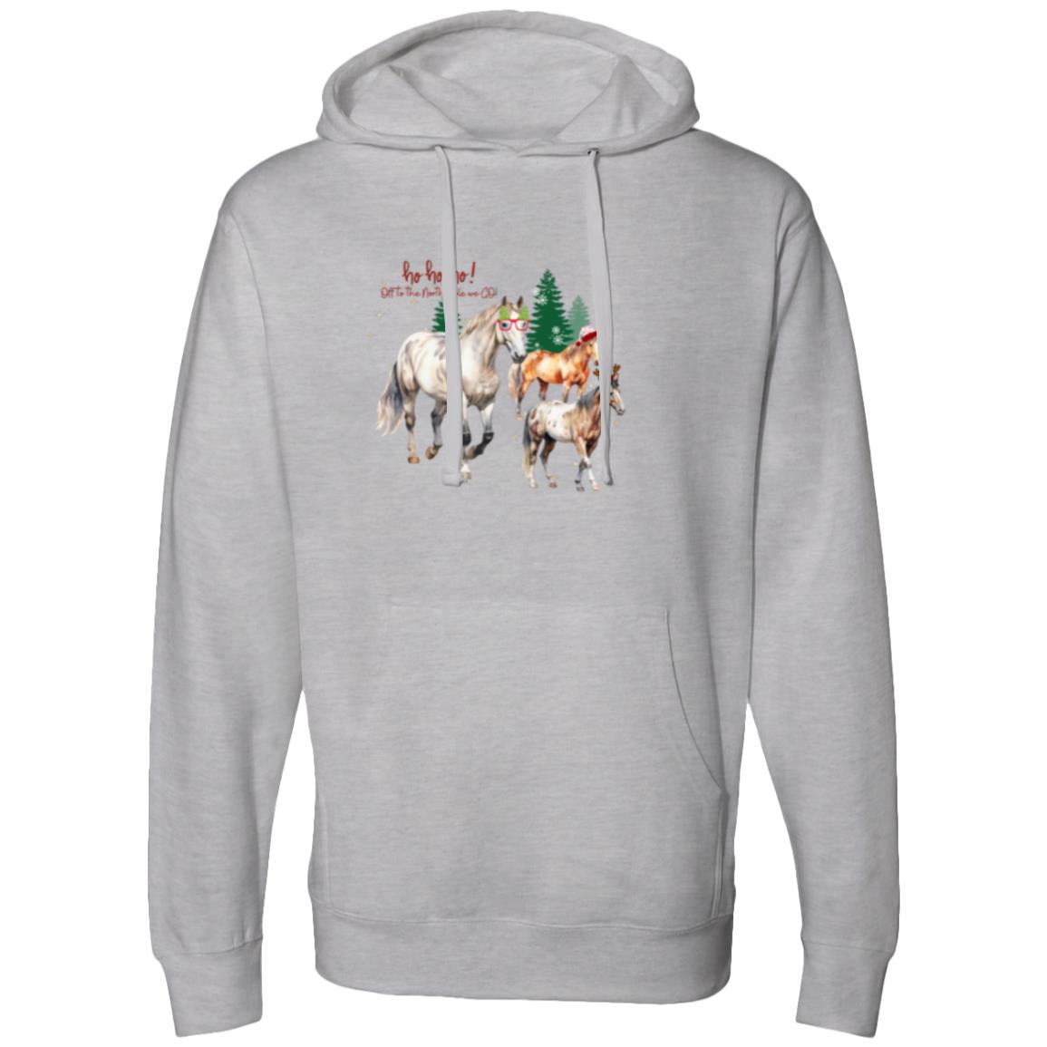 Christmas Sweatshirt with Horses Midweight Hooded Sweatshirt