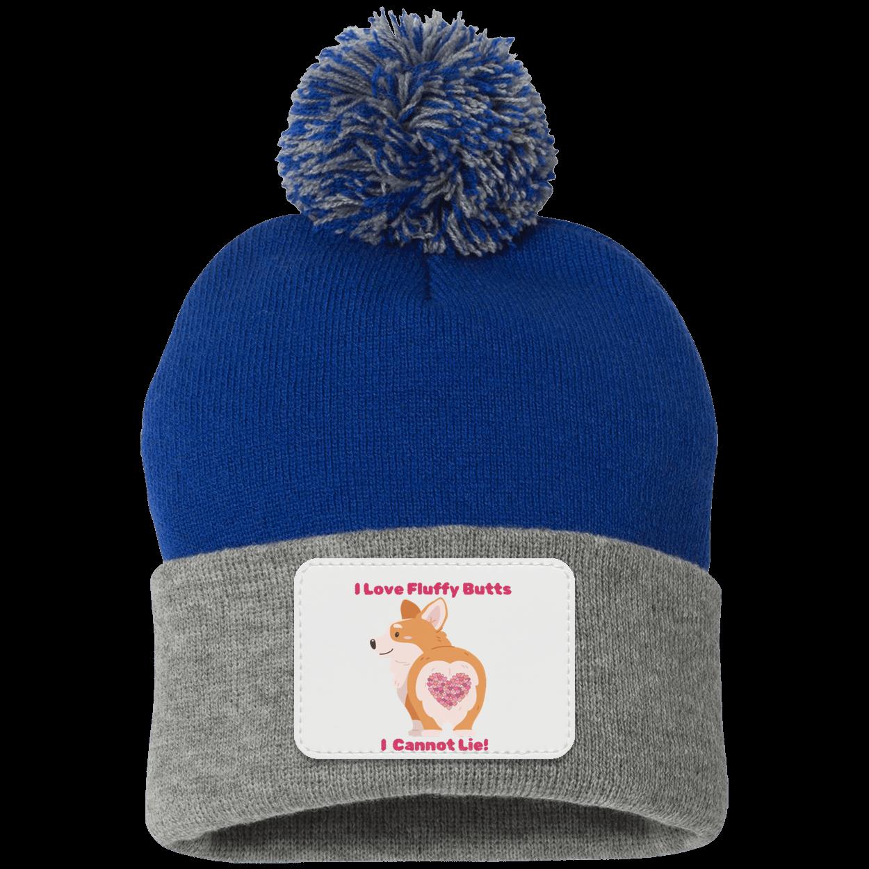 Fluffy Corgi Love Pom Pom Knit Cap