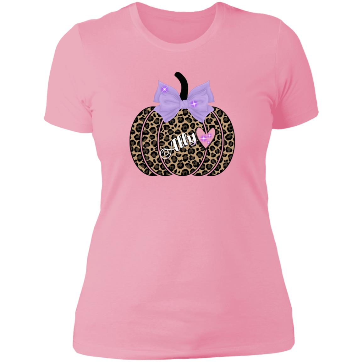 Personalized cheetah print pumpkin Ladies T-Shirt