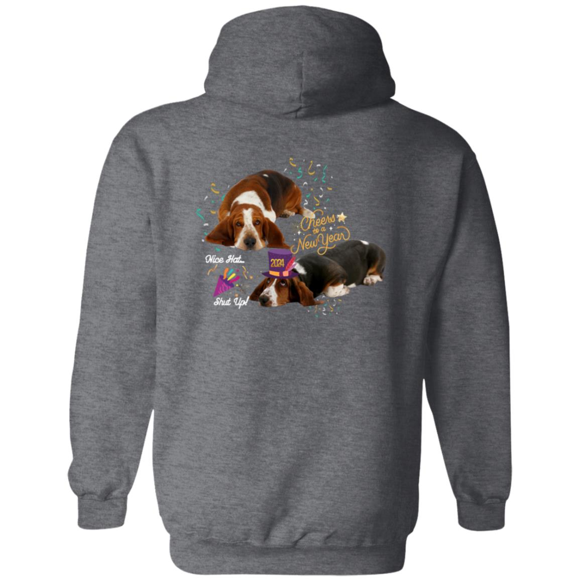 Basset Hound New Years Celebrate Zip Up Hooded Sweatshirt