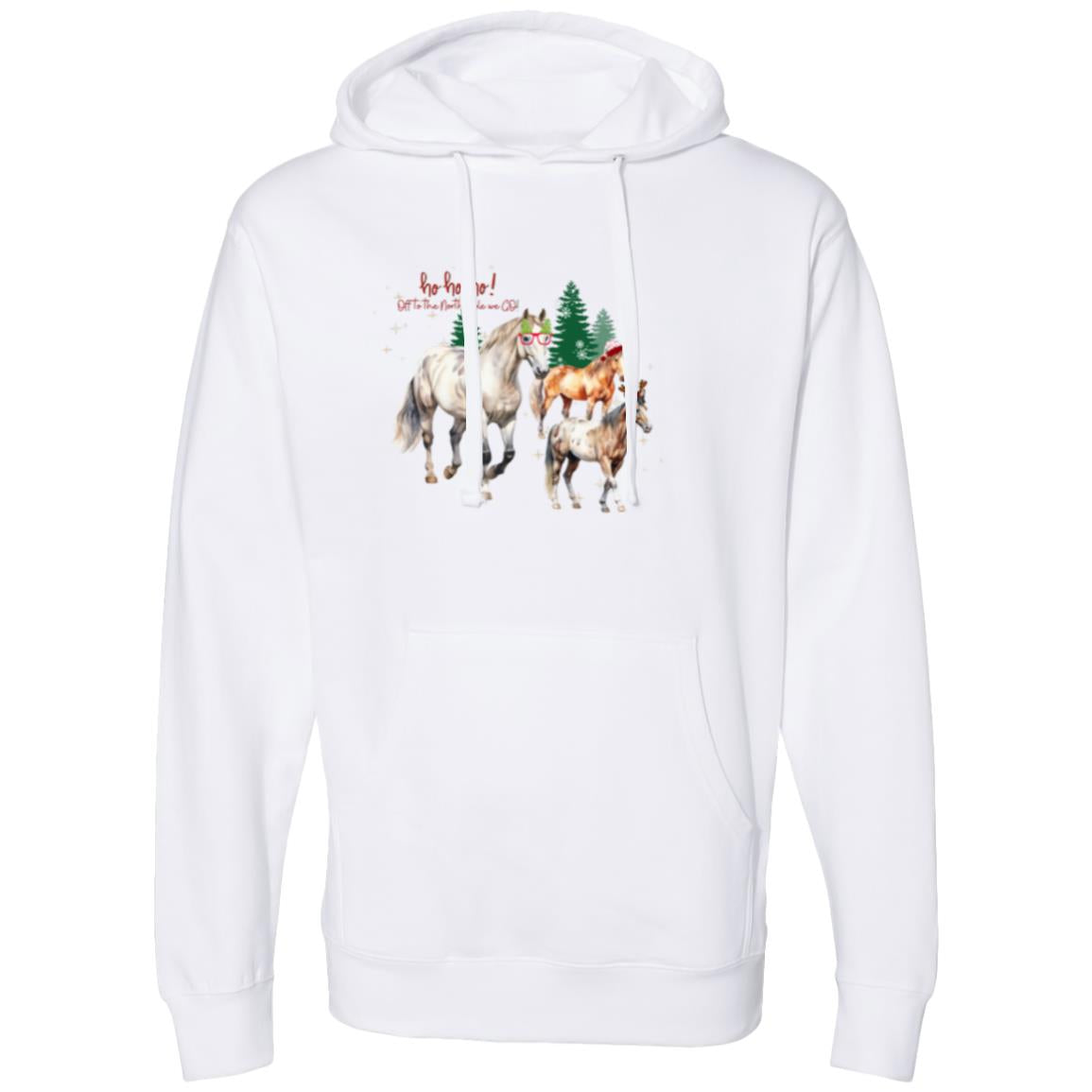 Christmas Sweatshirt with Horses Midweight Hooded Sweatshirt