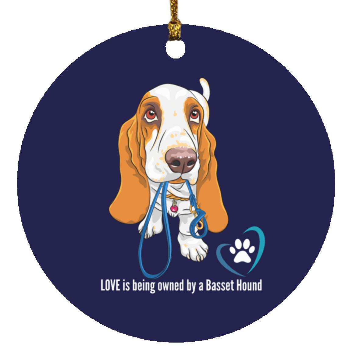 Basset Hound Love Circle Ornament