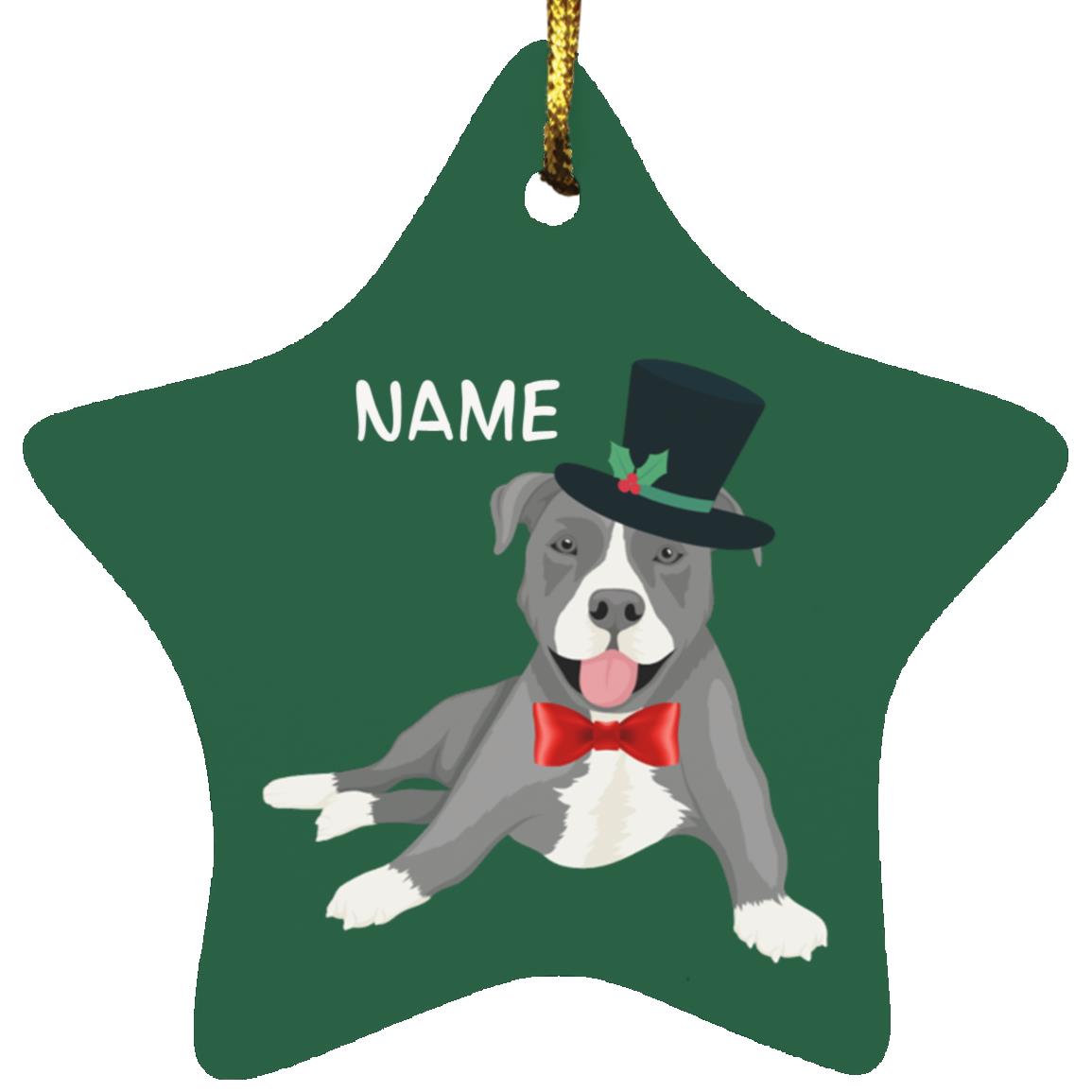 Cute Pit Bull Star Ornament- FREE PERSONALIZATION