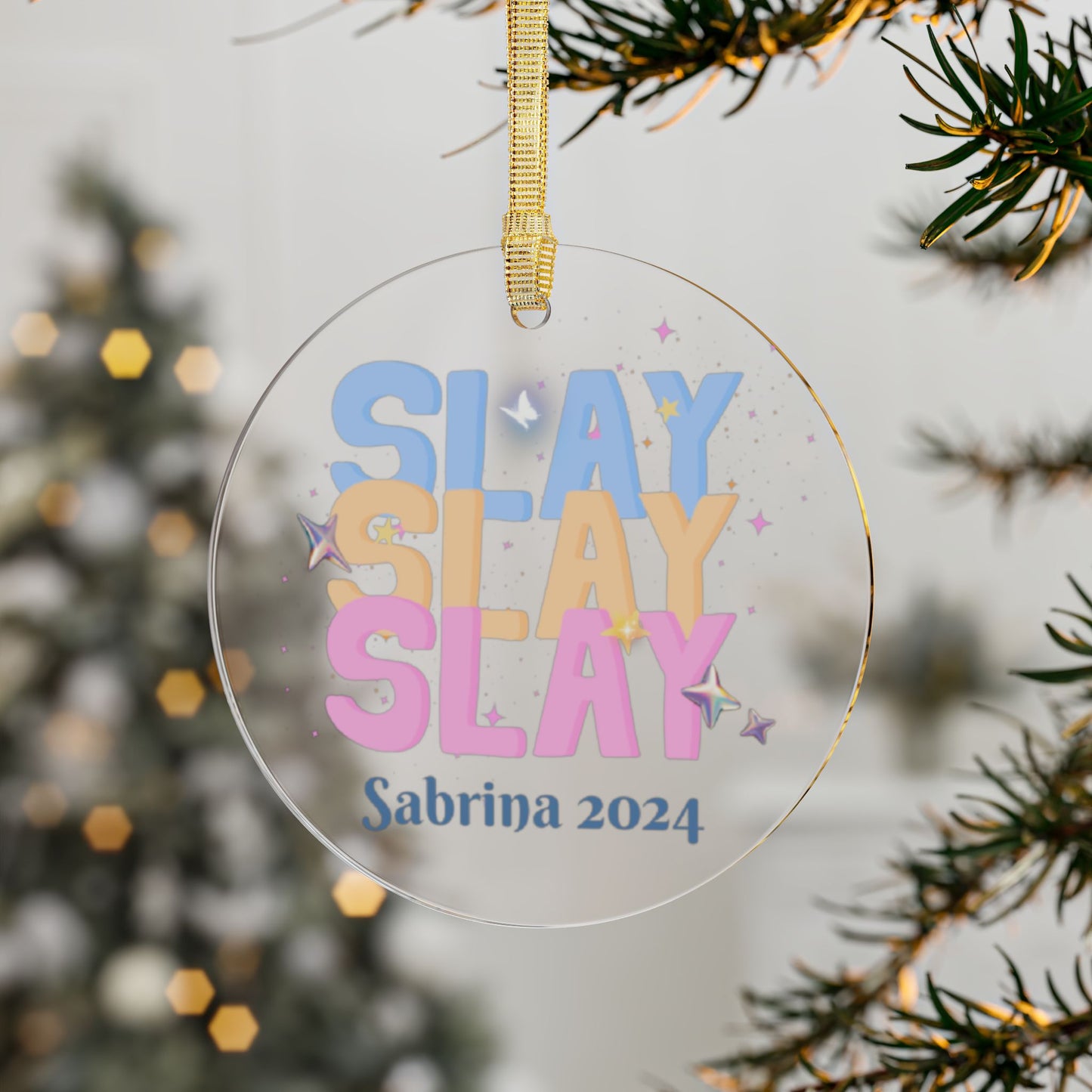Personalized 'Slay' Christmas Ornament, Teen/Tween Keepsake