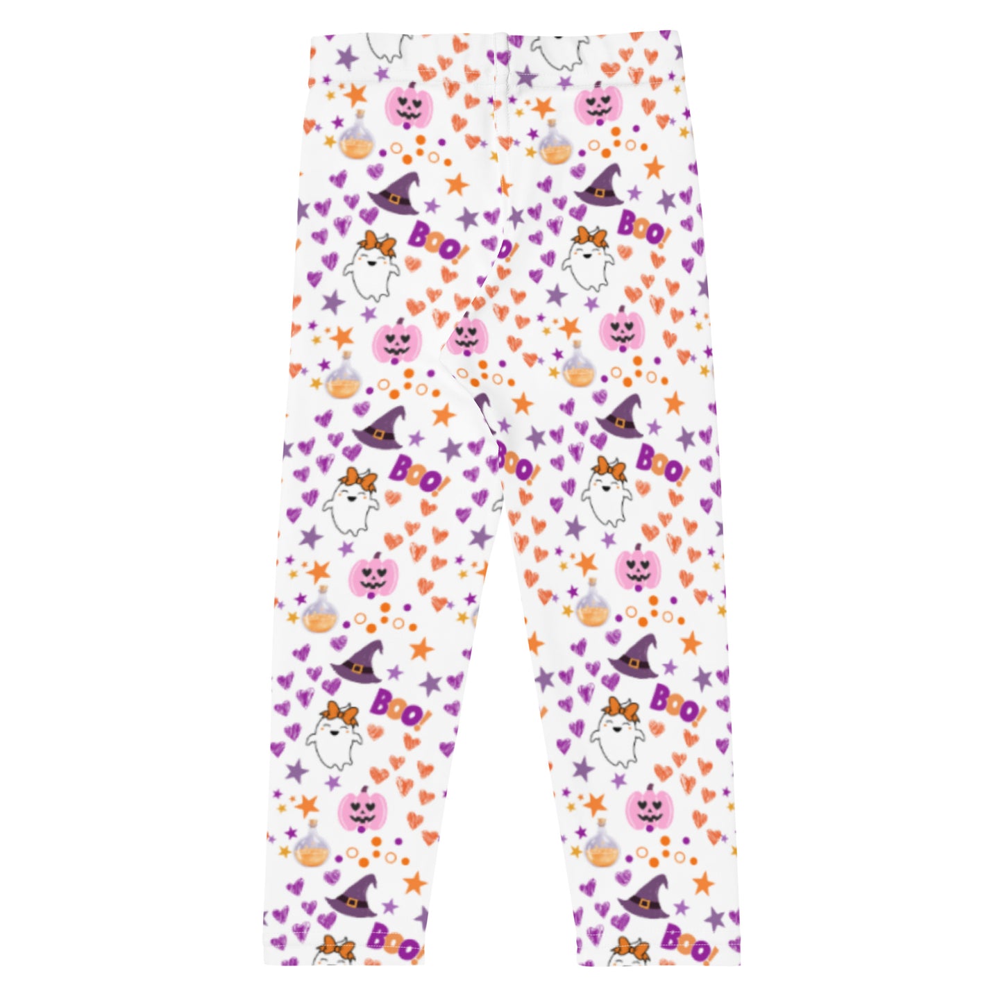 Halloween Kid's Leggings with pumpkins, witches hats in oranges and purples