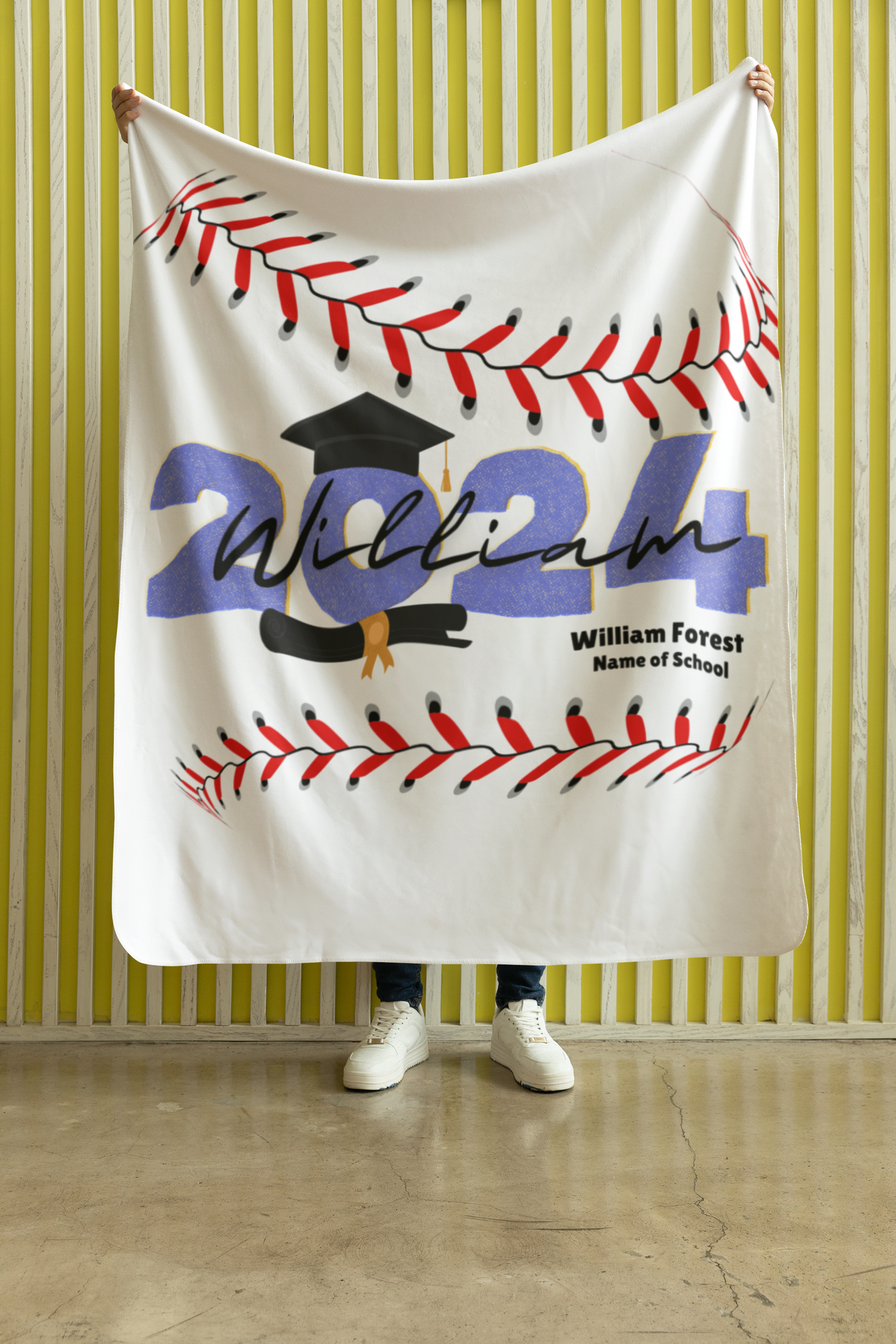 Personalized Sports Blanket- Baseball, Soccer, Basketball, Volleyball, Football and Swimming. These are great for Graduation gifts!