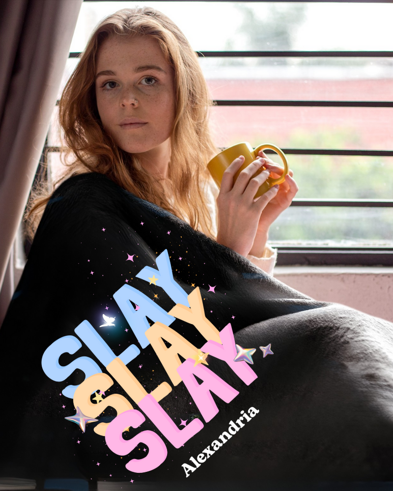 Slay Plush Blanket - Motivational Decor, Cozy Home Accessory for teens