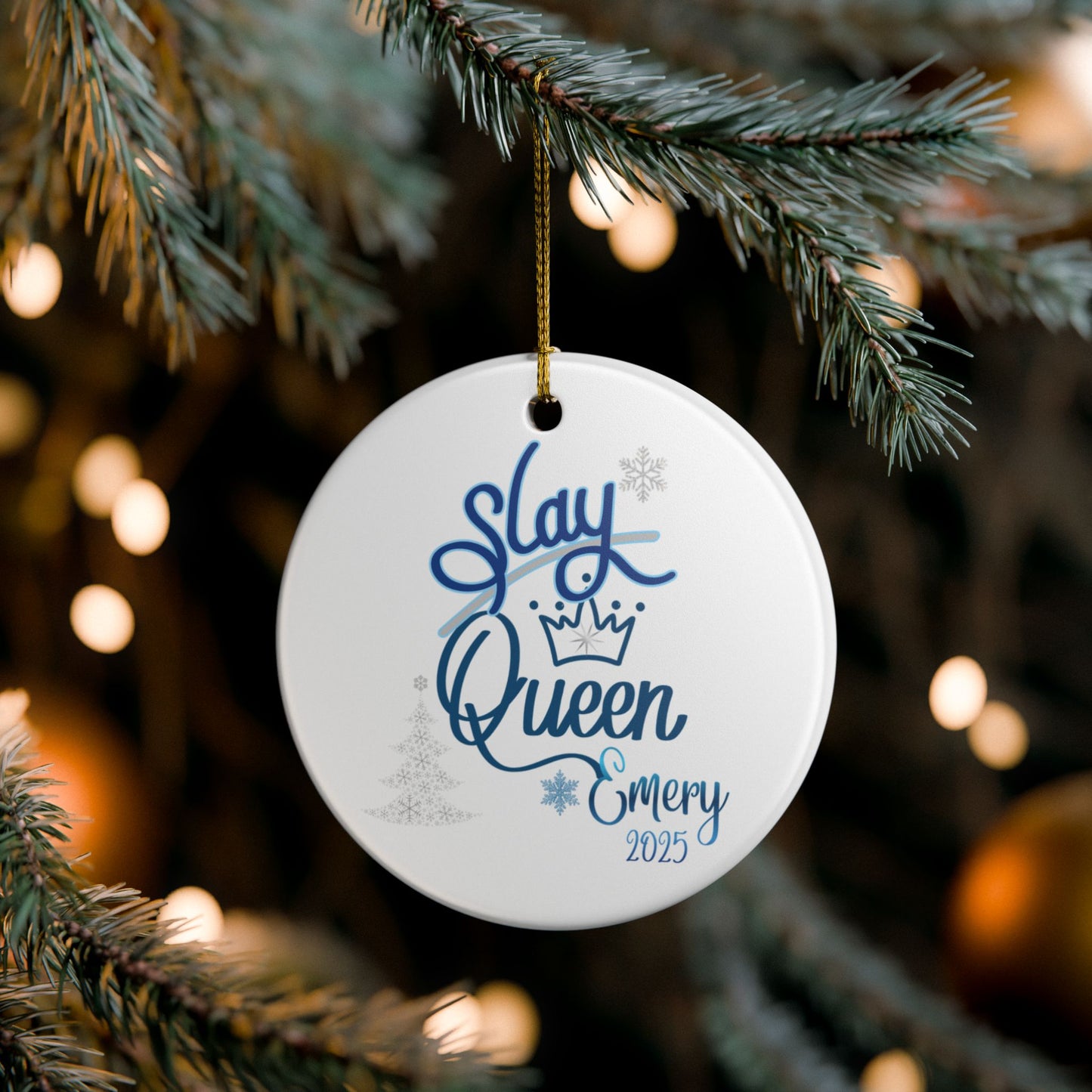 Personalized 'Slay Queen' Christmas Ornament, Teen/Tween Keepsake for Christmas