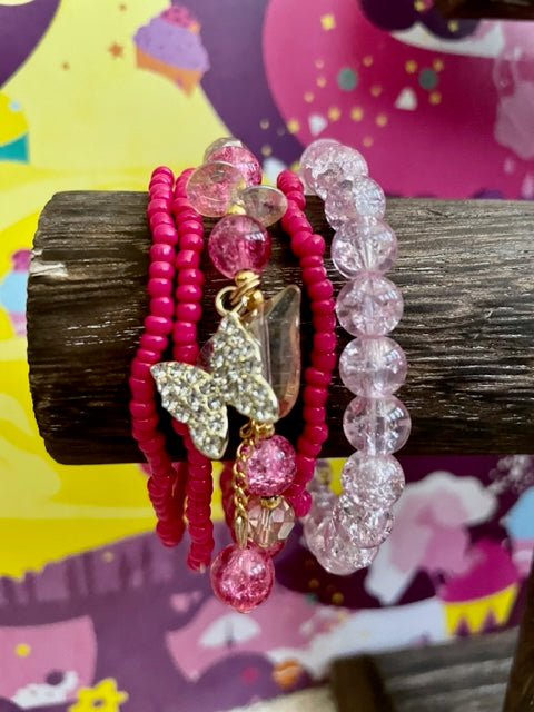 Sparkly Butterfuly Stacked Bracelets