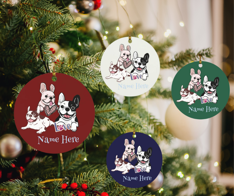 French Bulldog Personalizable Circle Ornament