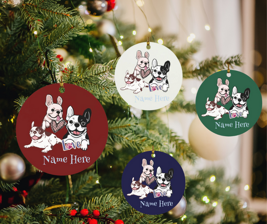 French Bulldog Personalizable Circle Ornament