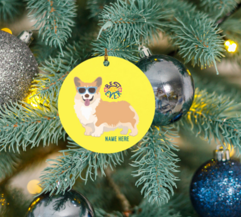 Corgi Best Dog Circle Ornament-FREE PERSONALIZATION