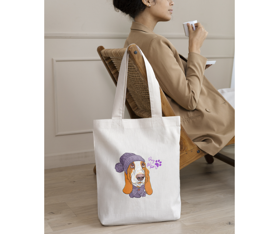 Basset Hound Dog Mom Canvas Tote Bag