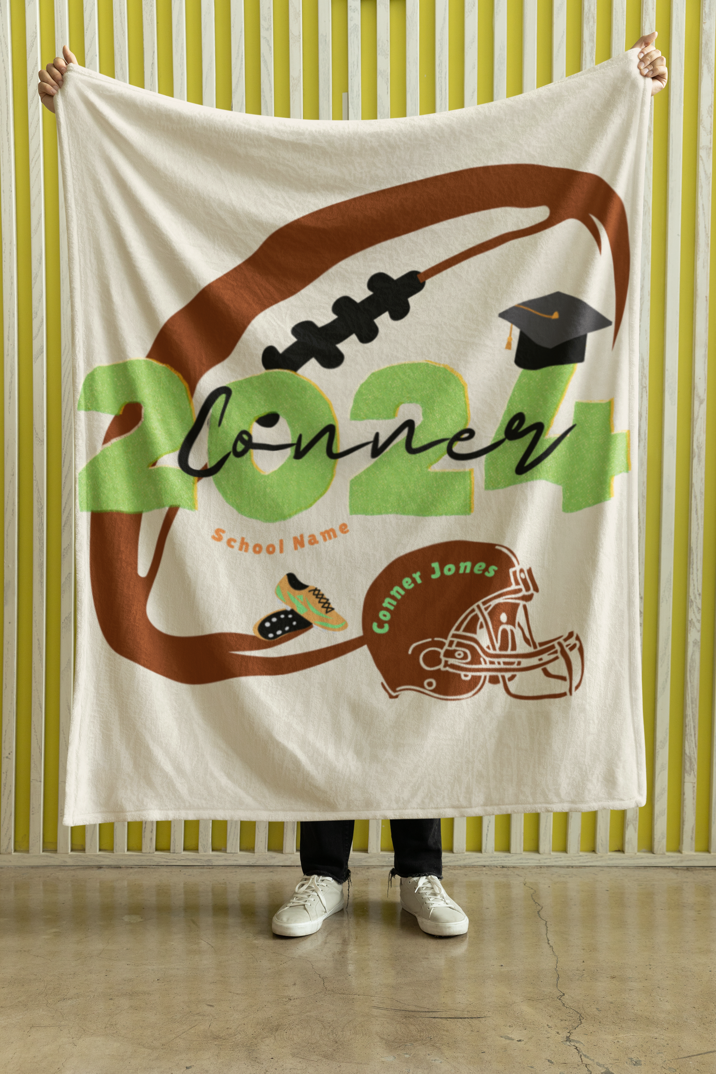 Personalized Sports Blanket- Baseball, Soccer, Basketball, Volleyball, Football and Swimming. These are great for Graduation gifts!