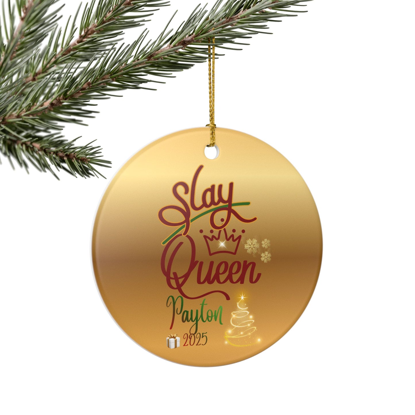 Personalized 'Slay Queen' Christmas Ornament, Teen/Tween Keepsake for Christmas
