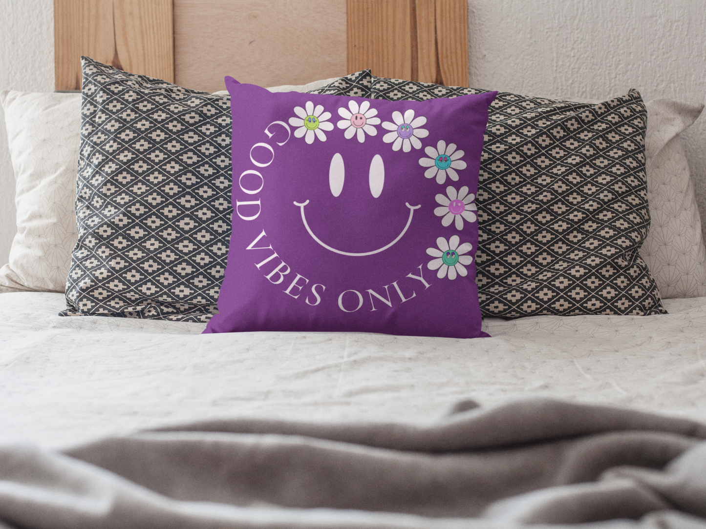 Good Vibes 16 x 16 in Square Throw Pillow. Teens will love this design.