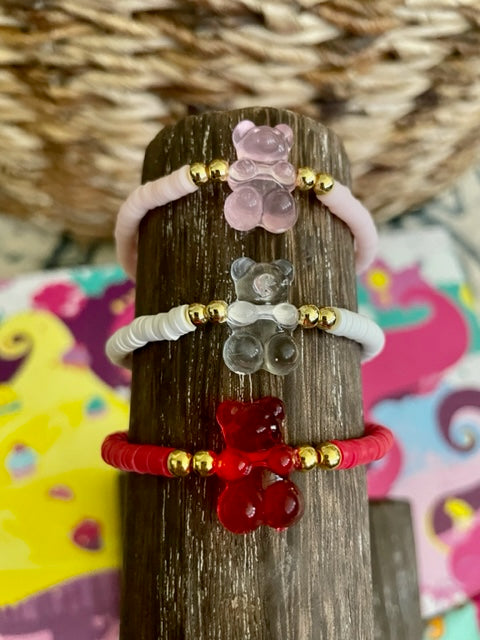 Clay Bead Bracelet with a glass like Gummy Bear