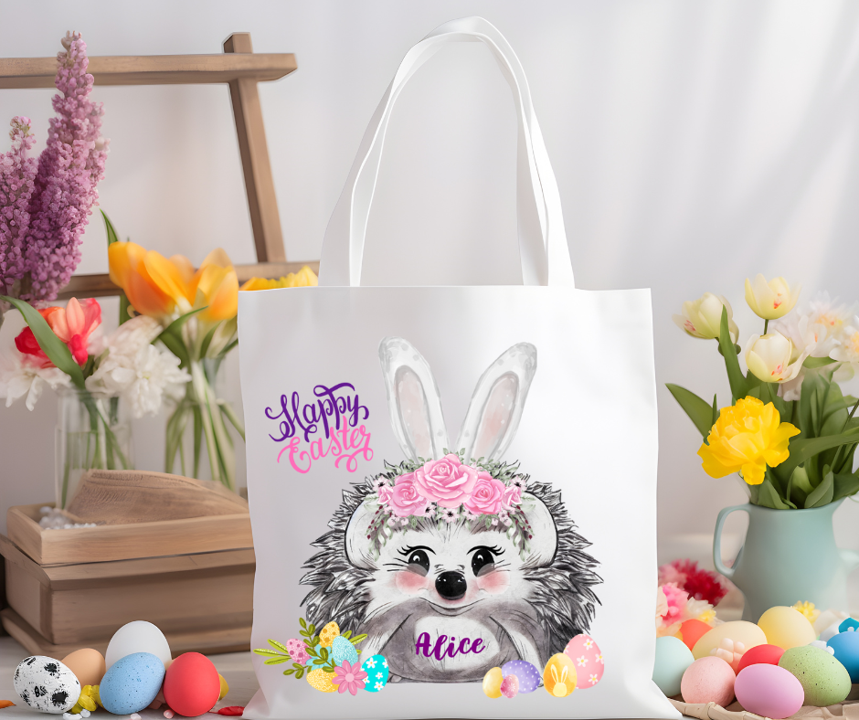 Personalized Easter Hedgehog Tote Bag- Unique Design