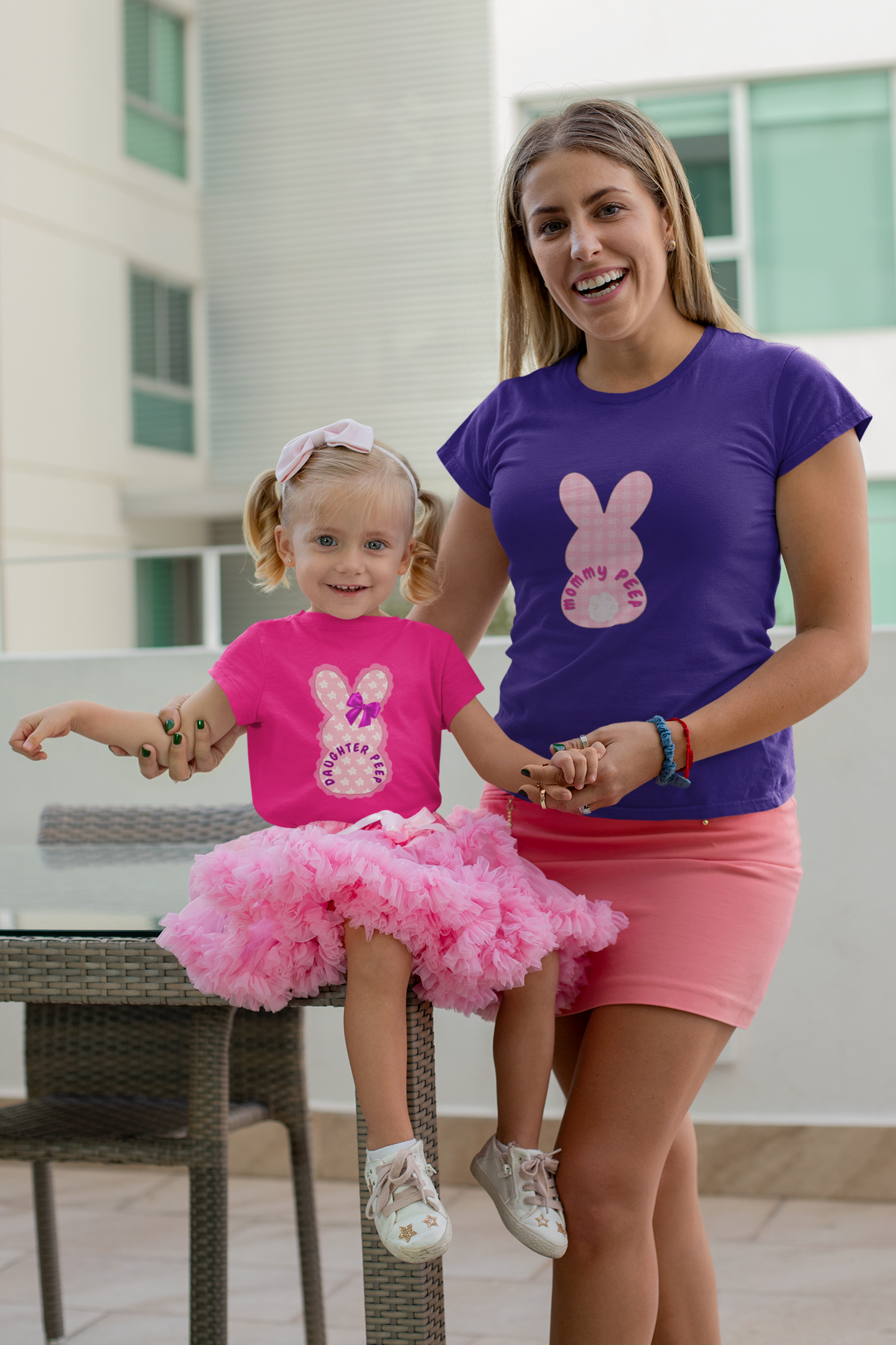 Easter Mommy Peep Matching Ladies Easter Tee Shirt