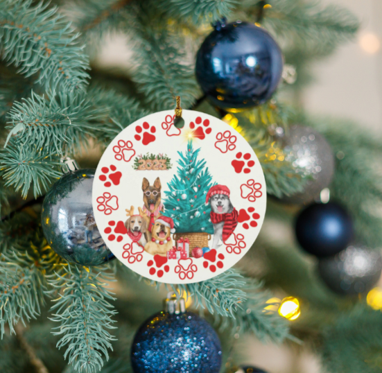 Dog Paws 2023 Circle Ornament