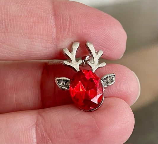 Reindeer Earrrings in Silver and Red