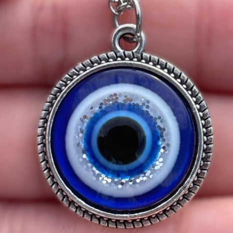 Round Evil Eye Pendant with Adjustable Chain