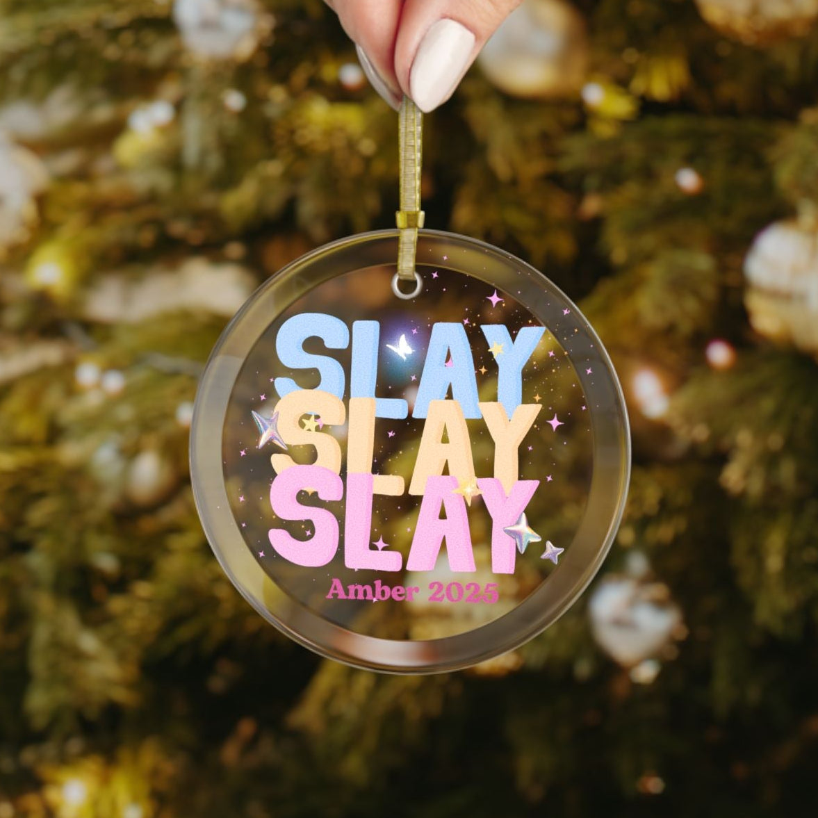 Personalized 'Slay' Christmas Ornament, Teen/Tween Keepsake