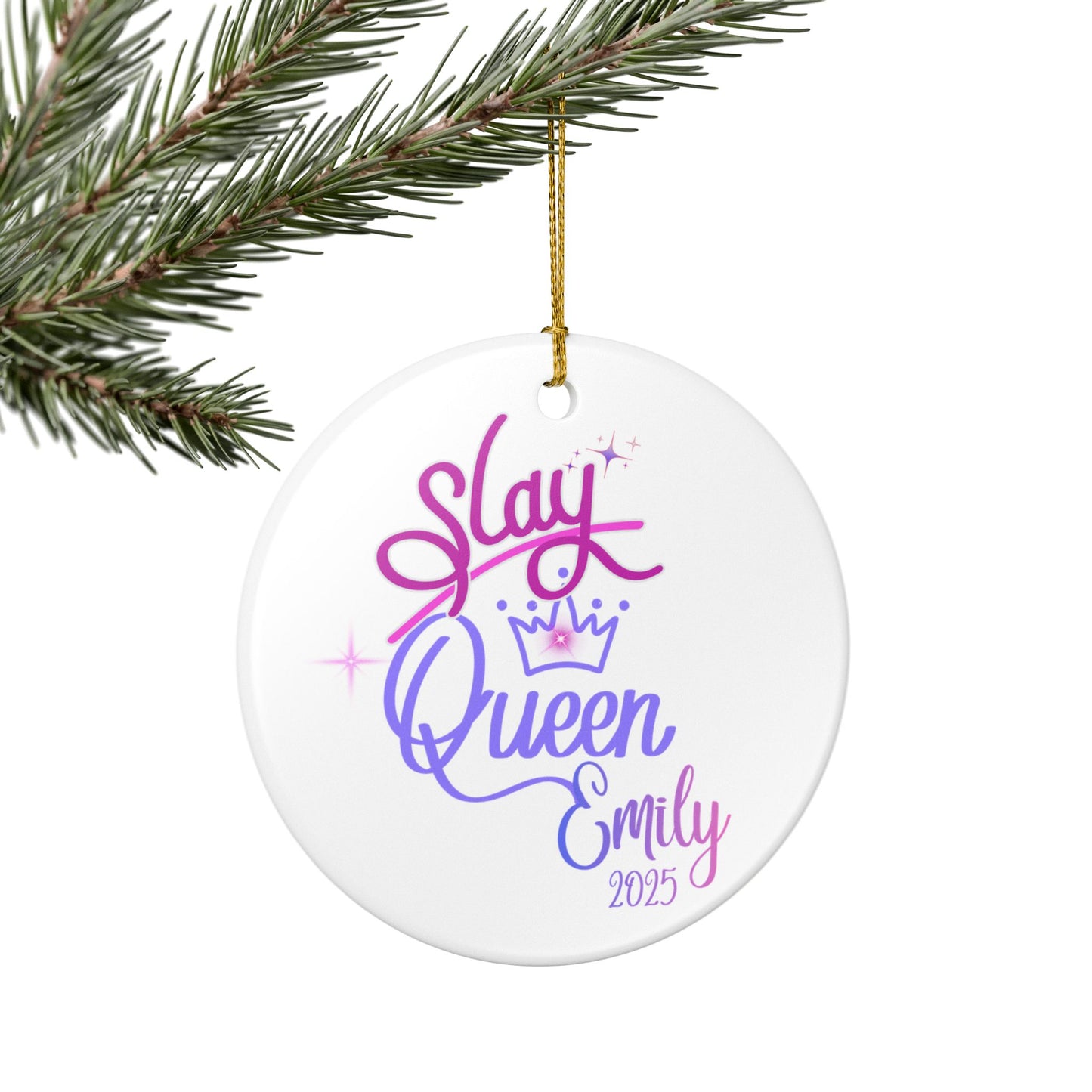 Personalized 'Slay Queen' Christmas Ornament, Teen/Tween Keepsake for Christmas